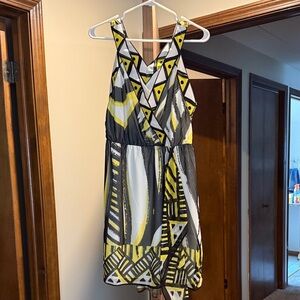 eci Geometric Yellow and Black Dress